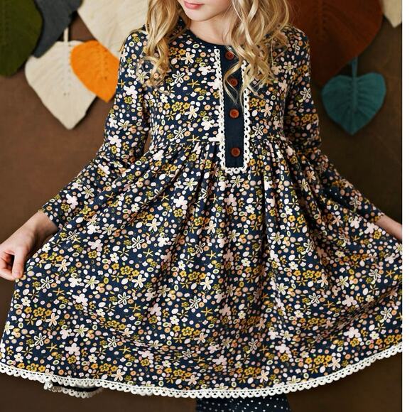 Swoon Baby Bliss Pocket Dress Navy Floral Size 12m - Picture 1 of 9